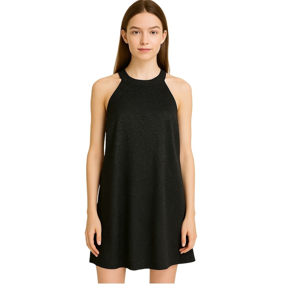 Trixxi Halter Dress XS HOCO Black Buttons Textured Party Cocktail Sleeveless LBD